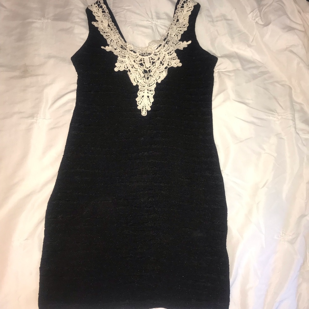 Black dress with white detail